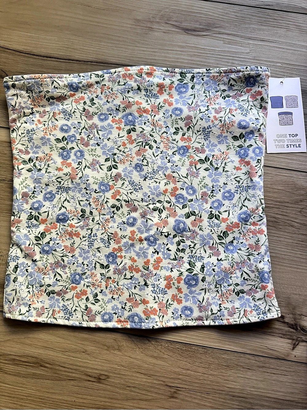 Ultra Flirt Reversible Tube Top Floral Mini Skirt in Cream & Blue NWT